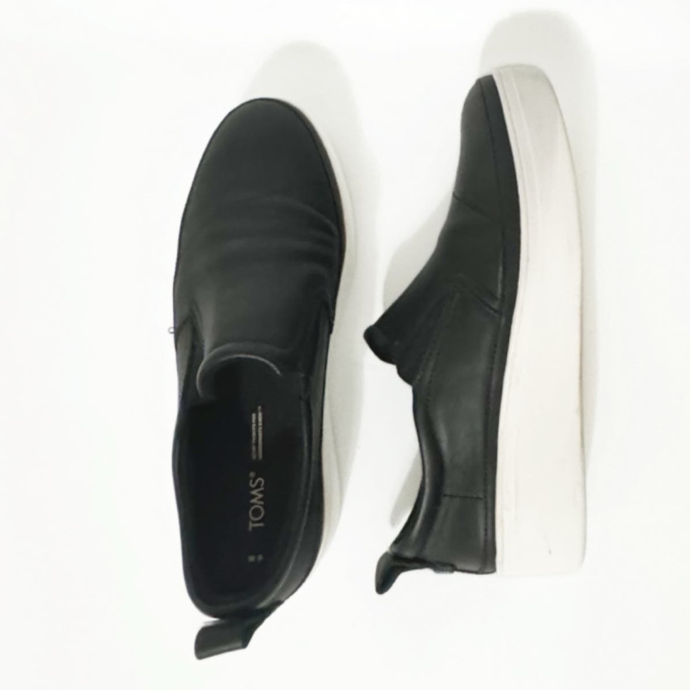 Toms Women's Black Leather Tristan Platform Sneakers Size 9